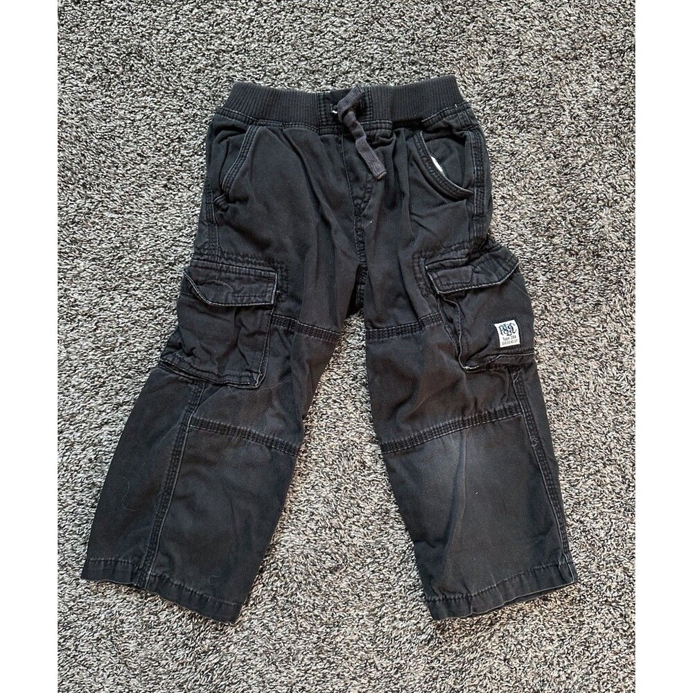 The Children's Place Boys Vintage Black Cargo Pants, Size 4T